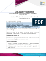 Guia de actividades y Rúbrica de evaluación- Tarea 5 - Texto argumentativo