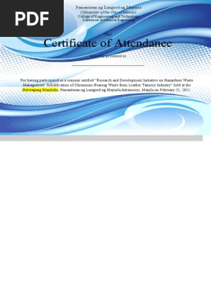 CERTIFICATE OF ATTENDANCE