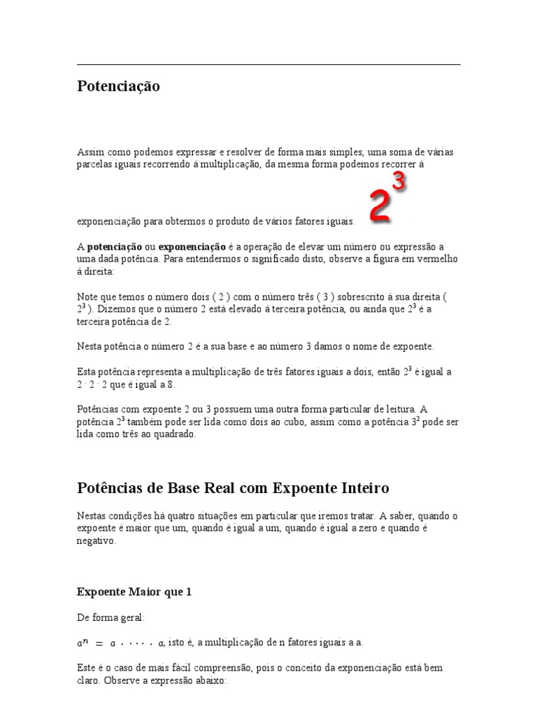 Introdução à Potenciação | PDF | Exponenciação | Fração (Matemática)