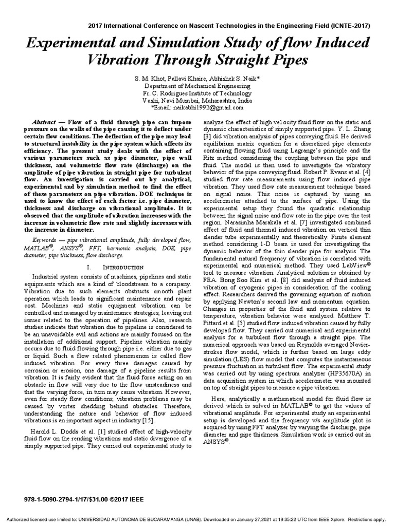 60 - Experimental and Simulation Study of Induced Flow Vibration in ...