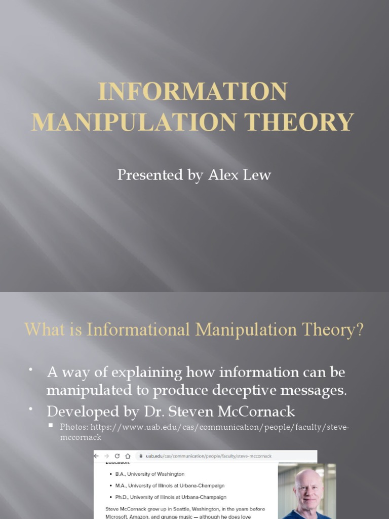 Information Manipulation Theory PDF Epistemology Metaphysics