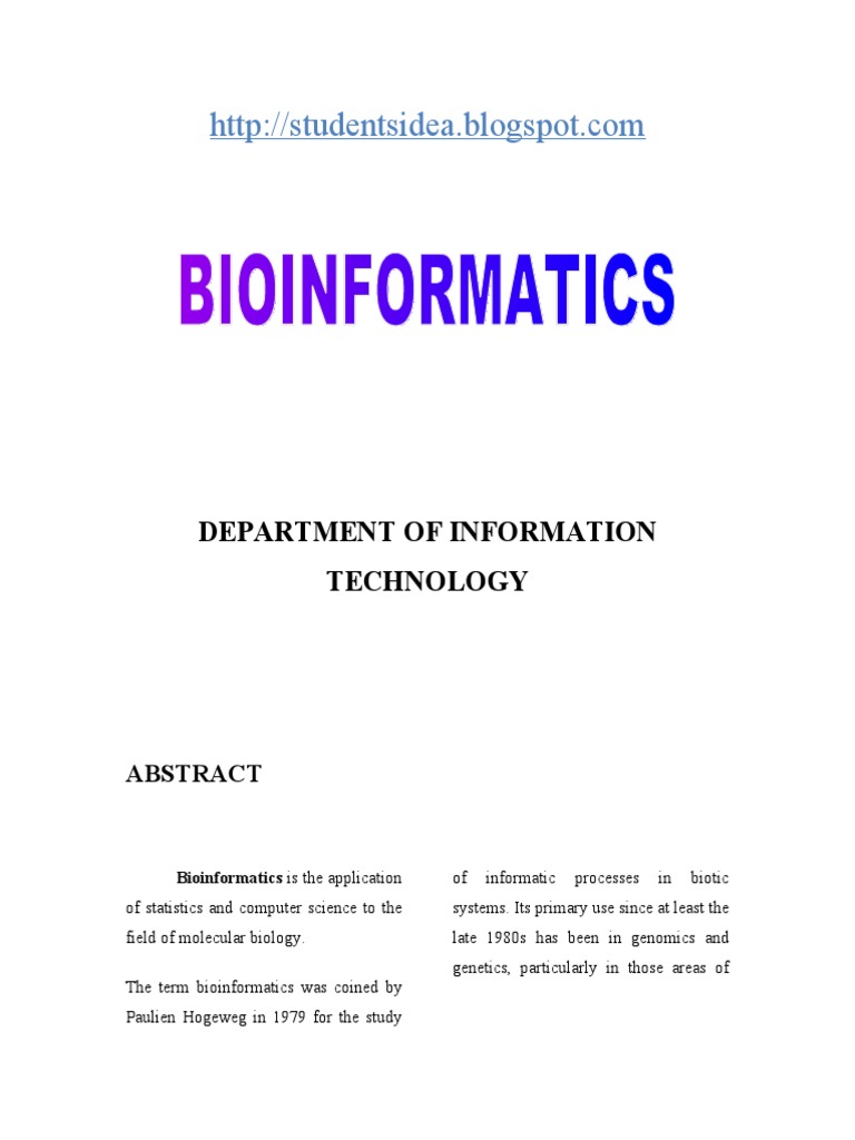 research paper based on bioinformatics