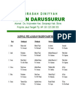 Jadwal Pelajaran Madin Darussurur