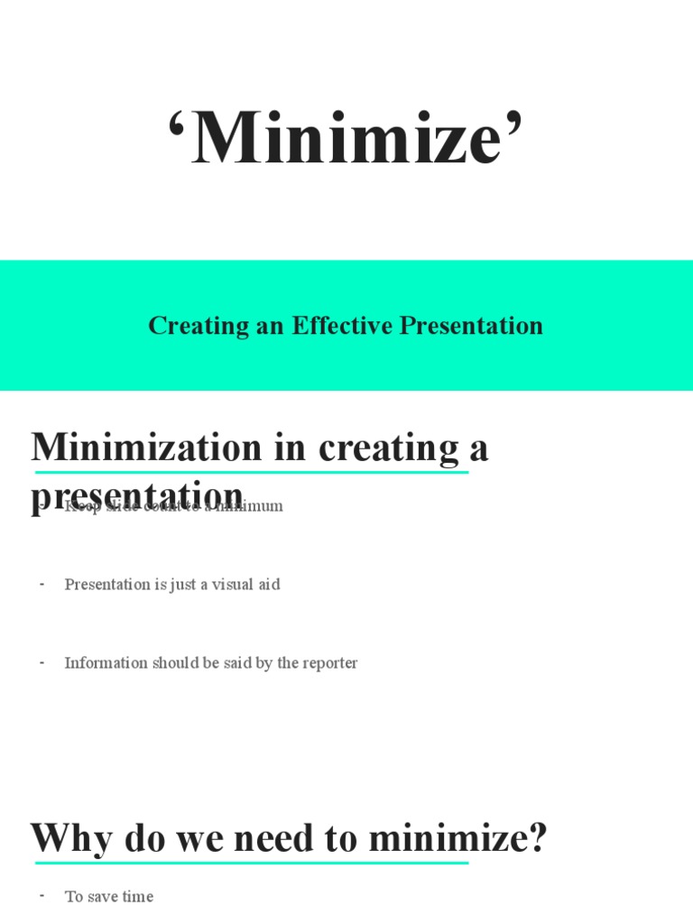 Effective Presentation Minimization Tips | PDF