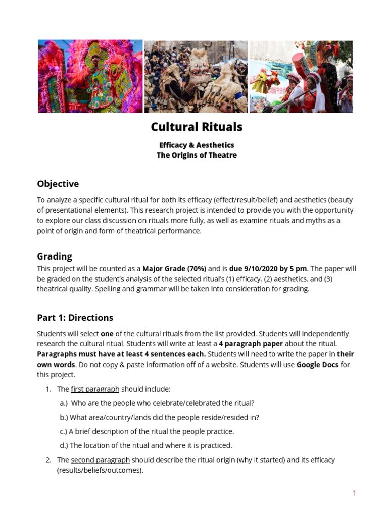 Analyzing Cultural Rituals in Theatre | PDF | Rituals | Aesthetics