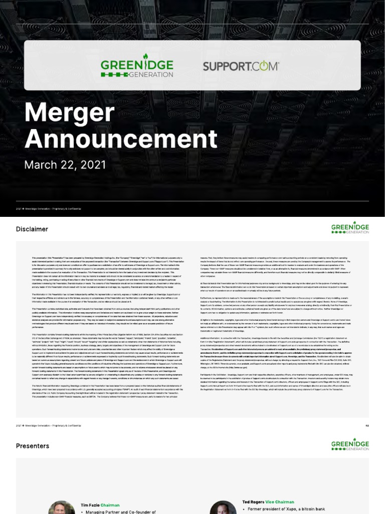 Merger Announcement: March 22, 2021 | PDF | Trademark | U.S. Securities And  Exchange Commission
