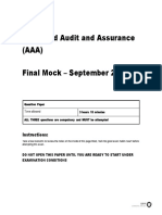 ACCA Advanced Audit Assurance AAA September Mock Questions
