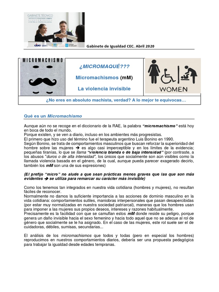 Micromachismos: La violencia invisible | PDF | Mujer | Machismo