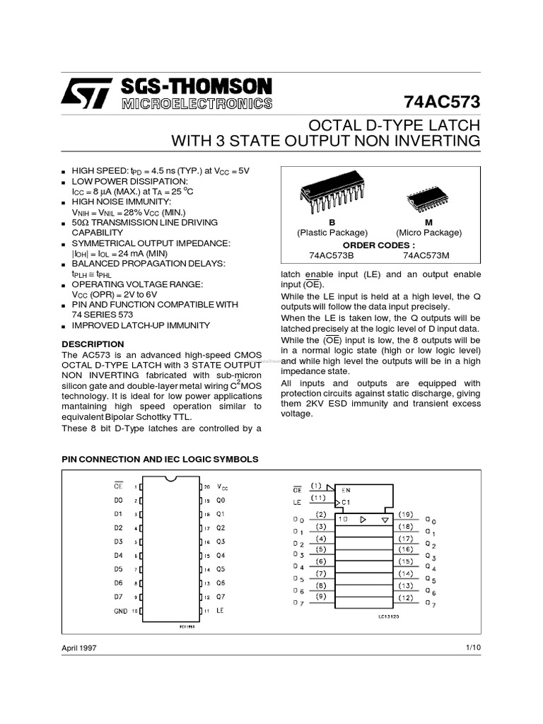 Octal DType Latch With 3 State Output Non Inverting PD CC o PDF