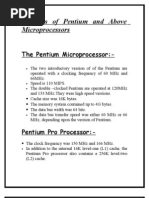 Features of Pentium and Above Microprocessors