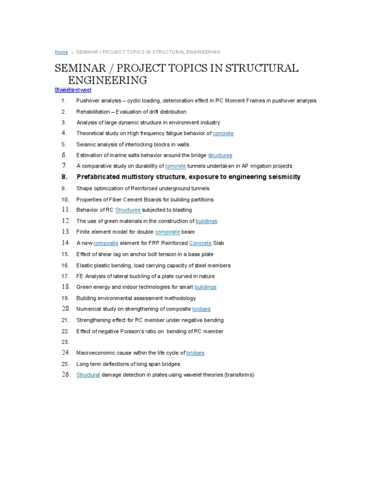Structural Engineering Project Topics | PDF