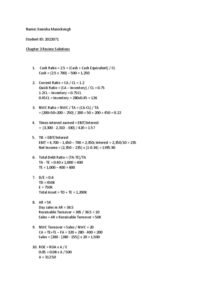 Chapter 3 Review Exercise | PDF