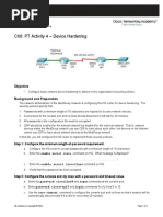 Ch6: PT Activity 4 - Device Hardening: Objective