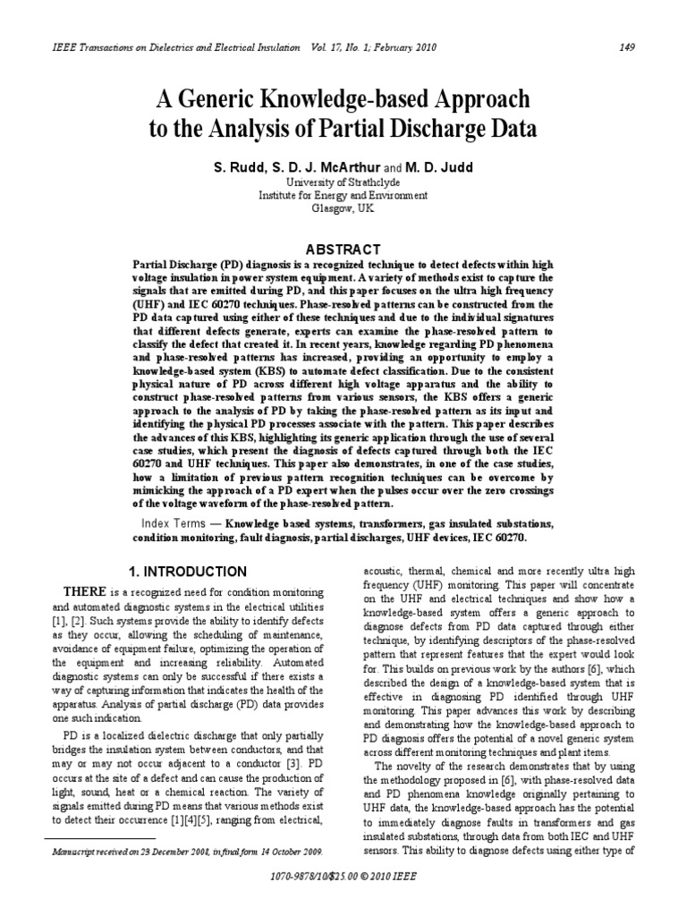 A Generic Knowledge-Based Approach To The Analysis of Partial Discharge ...
