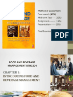 Food and Beverage Management Chapter 1