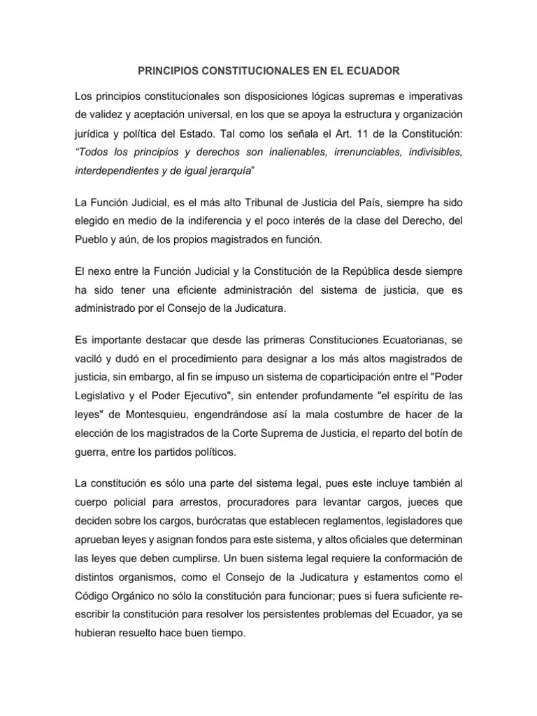 Principios Constitucionales en El Ecuador | PDF | Convenio europeo de ...