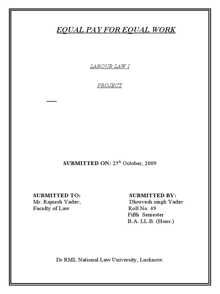 Equal Pay for Equal Work in India | PDF | Equal Pay For Equal Work ...