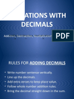 Operations With Decimals: Addition, Subtraction, Multiplication, and Division