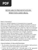 Research Presentation: Written and Oral