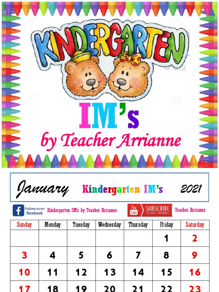 Calendar Kindergarten Im's | PDF | Sports