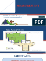 Area Measurement: COURSE: Real Estate Management TRAINER: Amanullah Panjwani