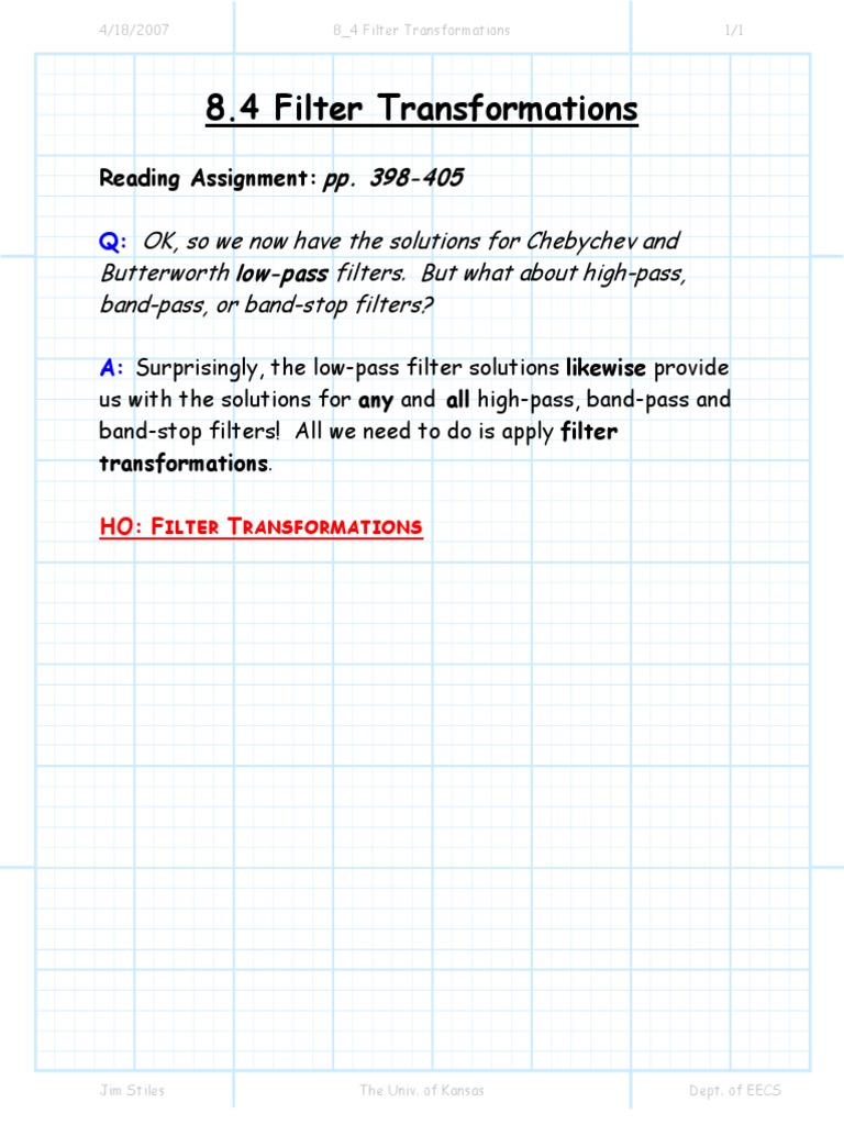 8 - 4 Filter Transformations | PDF | Technology & Engineering