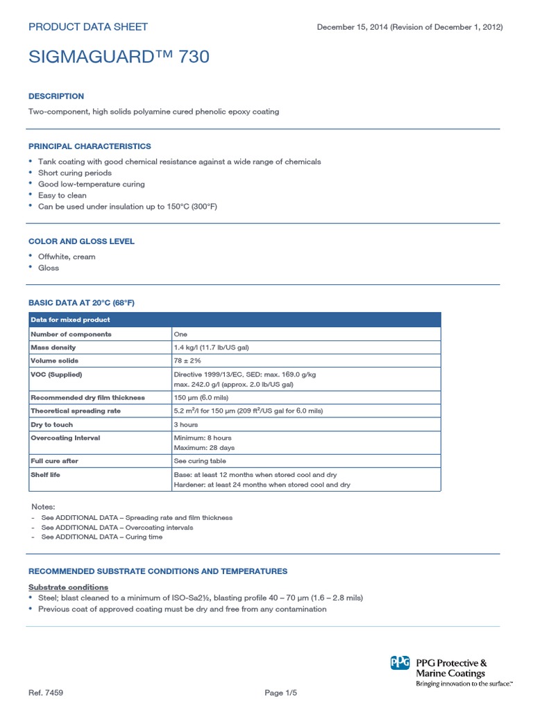 Sigmaguard™ 730: Product Data Sheet | PDF | Epoxy | Paint