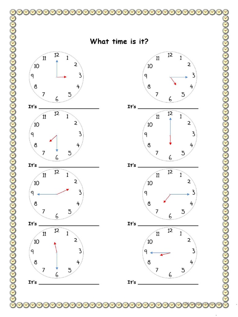 Telling Time Exercise PDF