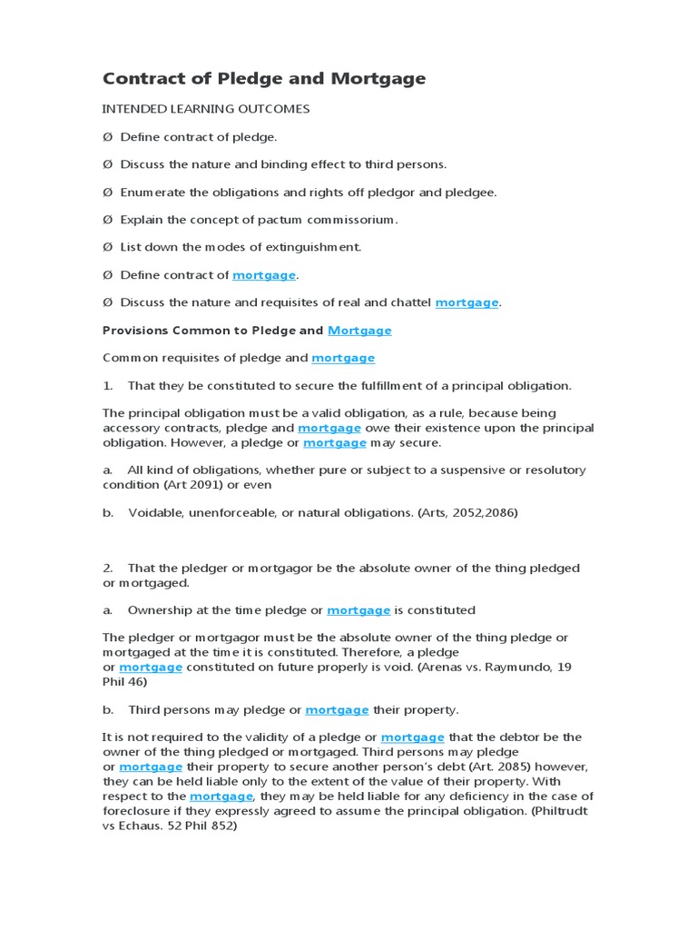 Understanding Pledge and Mortgage in the Philippines | PDF | Mortgage ...