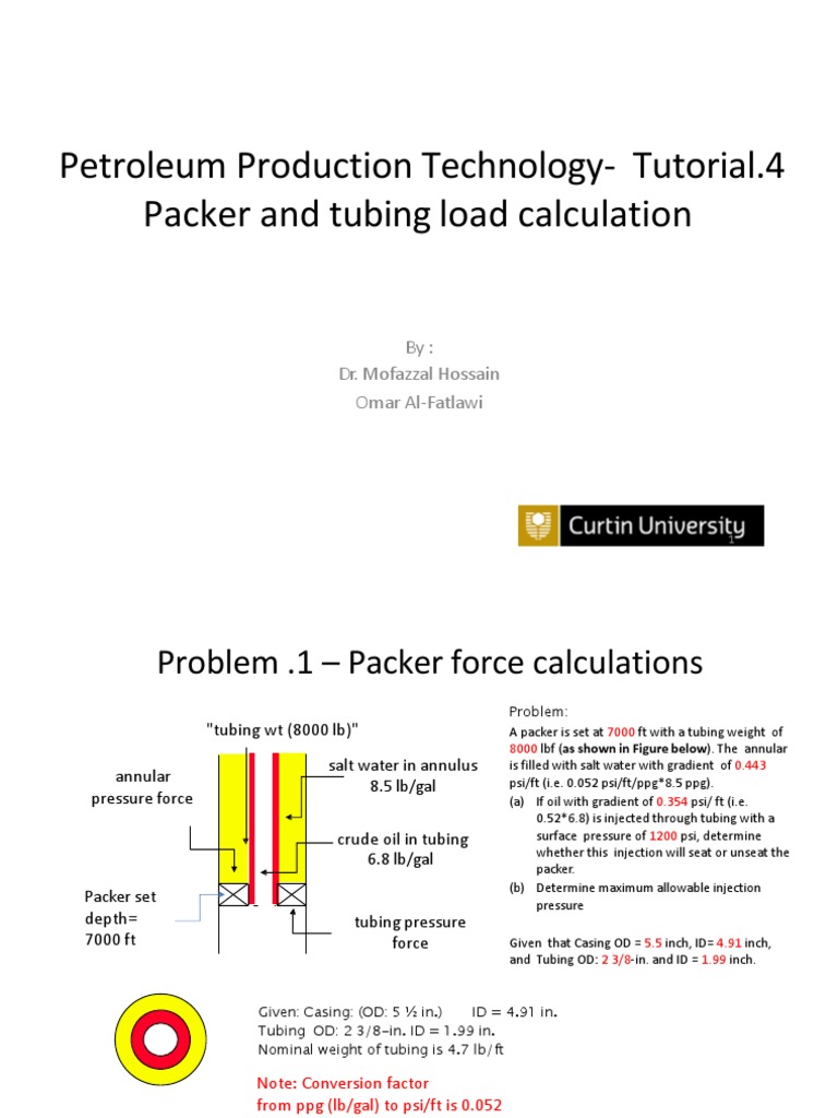 Tutorial.4 Packer and Tubing Load Calculation PDF Buoyancy Pressure