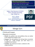 Department of Computer Engineering: Subject-Data Structures-I (CO203) Unit 6 - Searching and Sorting Topic: Merge Sort