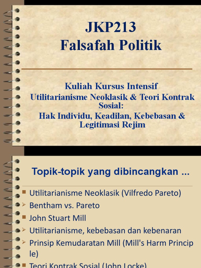 Jkp 213 Kuliah Intensif Utilitarianisme Neoklasik Kontrak Sosial Pdf