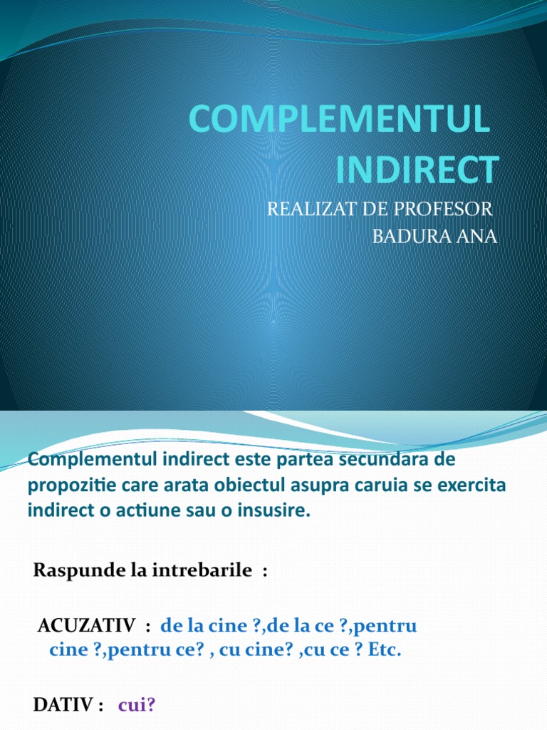 0 Complementul Indirect Si Completiva Indirecta | PDF