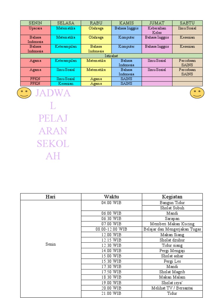 Jadwal Pelajaran Sekolah | PDF