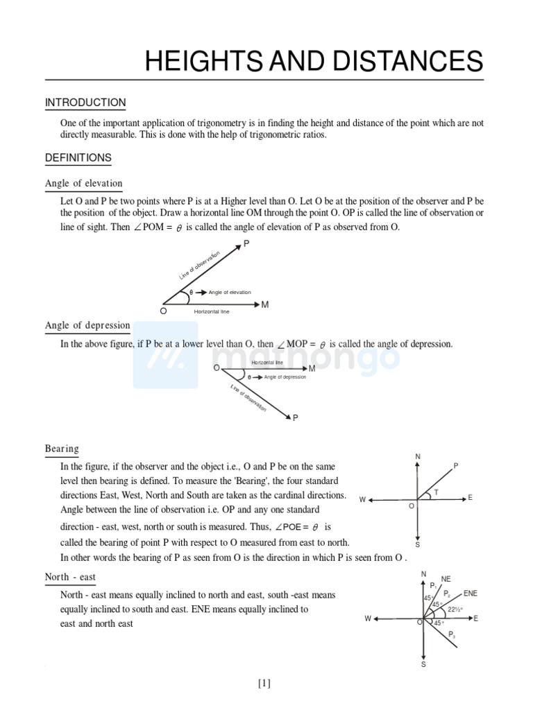 Trigonometry: Heights and Distances | PDF | Circle | Triangle