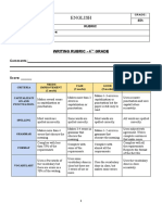 English: Writing Rubric - 4 Grade