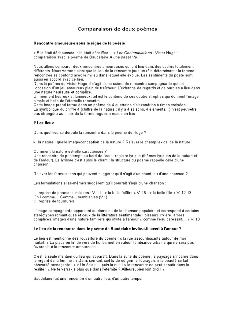 Comparaison De Deux Poemes Pdf Poesie