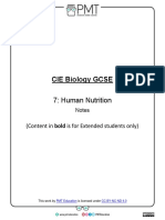 Summary Notes - Topic 7 Human Nutrition - CIE Biology IGCSE