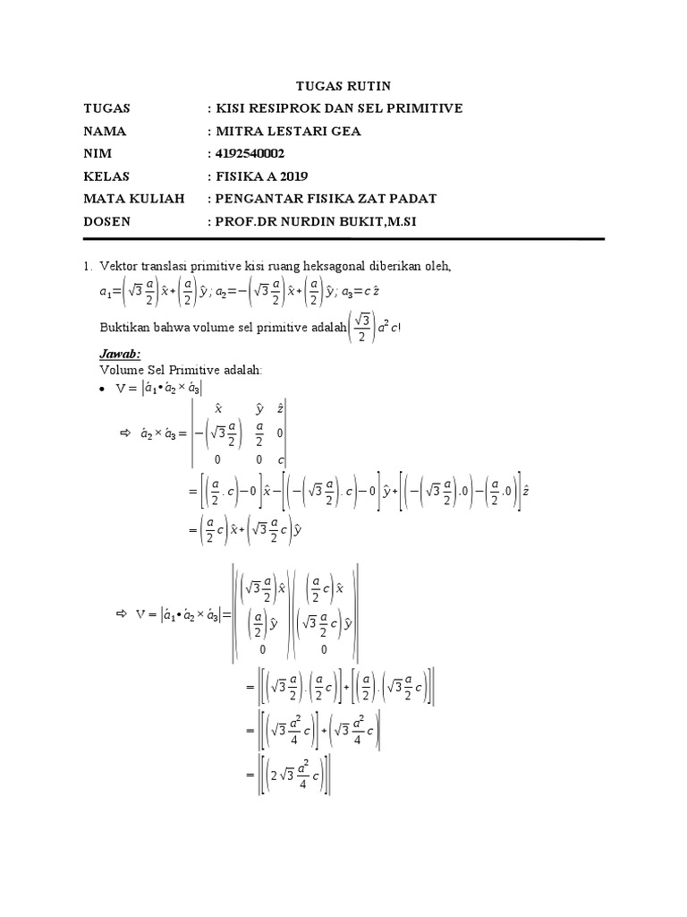 Volume Sel Primitive Kisi Heksagonal | PDF