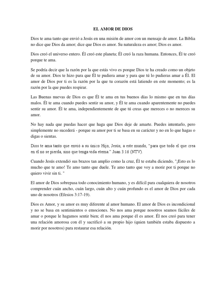 El Infinito Amor de Dios hacia Nosotros | PDF | Filosofía | Religión y ...