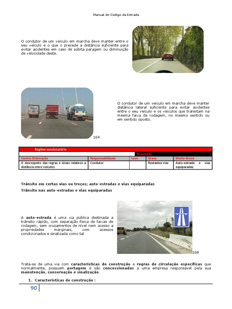 Regras de distância e velocidade em auto-estradas e vias equiparadas ...