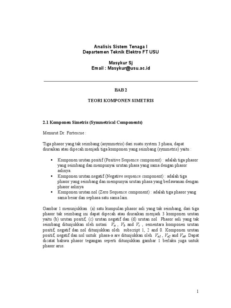 Teori Komponen Simetris dalam Sistem Tenaga | PDF