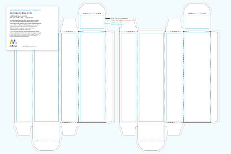 Toothpaste Box, 2Up Mohawk Dimensional Template PDF
