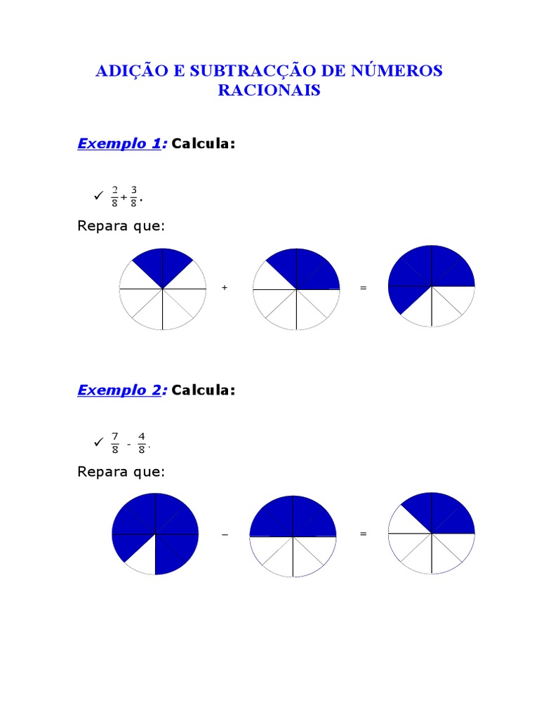Adição e Subtração de Números Racionais | PDF