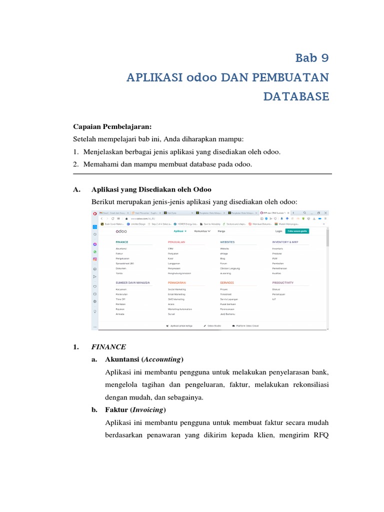 Aplikasi Odoo dan Pembuatan Database | PDF | Bisnis