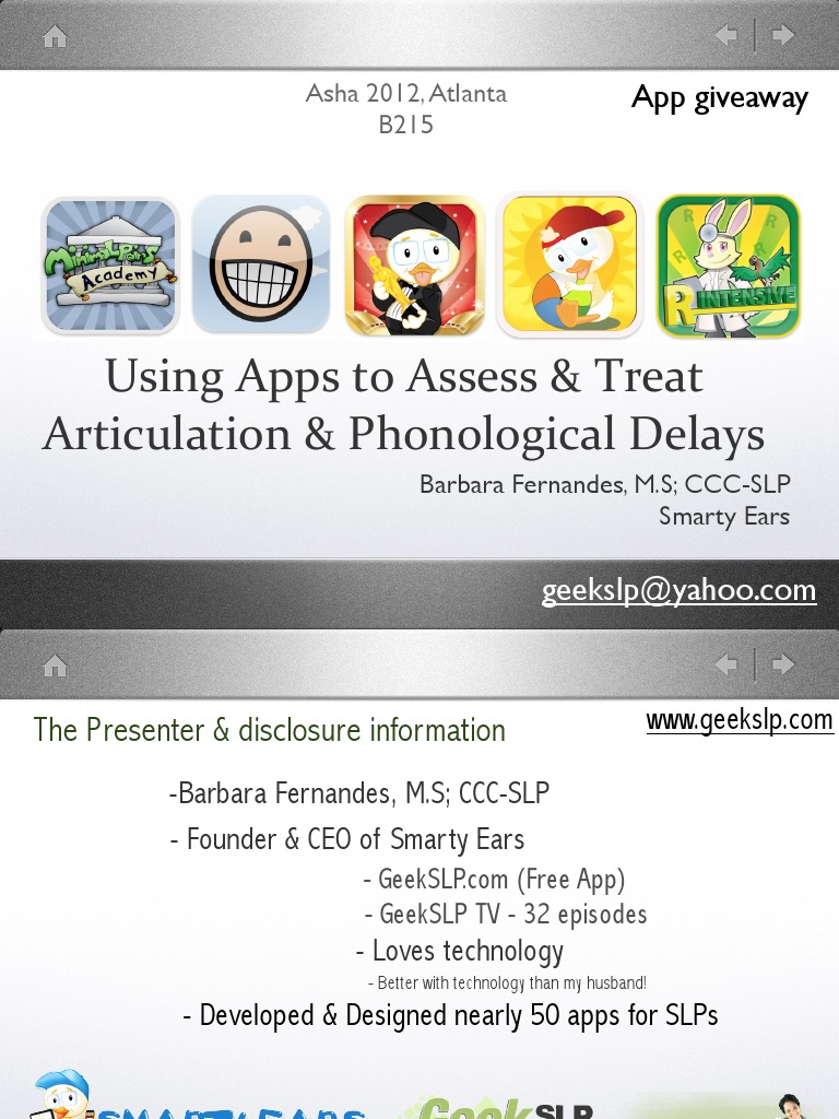 Apps for Articulation & Phonology Therapy | PDF | Speech Language ...