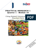 Practical Research 1 Quarter 1 - Module 16: Citing Related Literature Using Standard Style