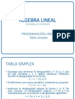 TEMA 11 - ÁLGEBRA LINEAL - Tabla símplex