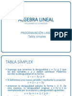 TEMA 11 - ÁLGEBRA LINEAL - Tabla Símplex