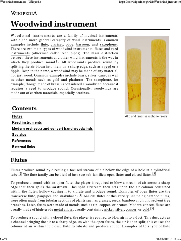 Woodwind Instrument PDF Woodwind Instruments Aerophones
